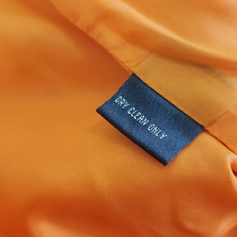 Lauren Ralph Lauren Hibicus Orange Linen Blazer. Size 6p - Picture 8 of 10